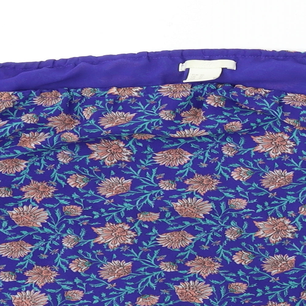 H&M  Womens Blue Floral  Basic Blouse Size 10
