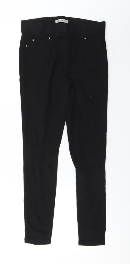 Additional front view of denim co women’s black jegging trousers, size UK 10, 26-inch leg