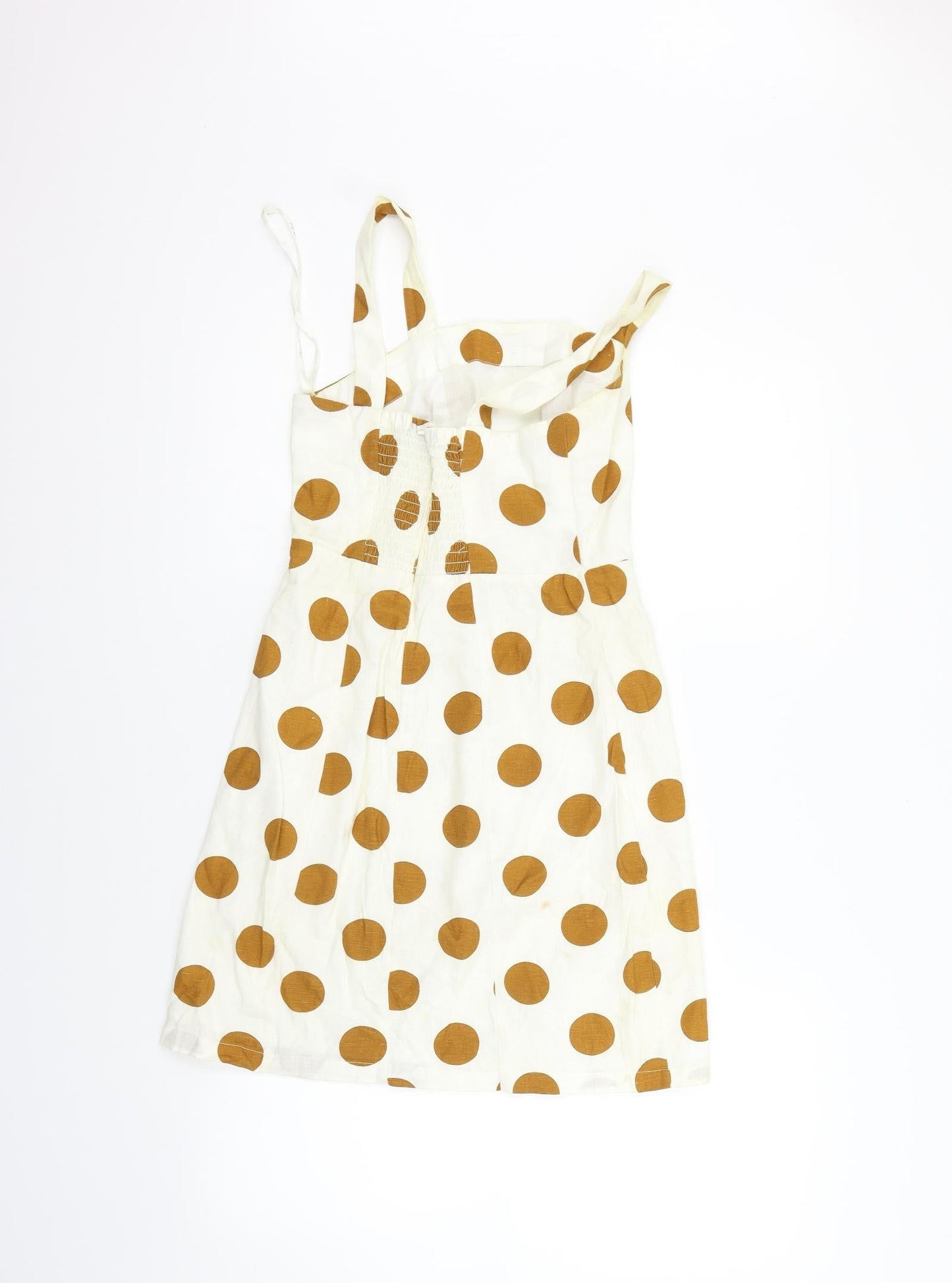 Primark Womens White Polka Dot  Fit & Flare  Size 4  - washable marks