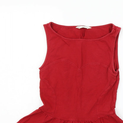 Close-up detail of Miss Selfridge women’s purple fit & flare, size UK 4