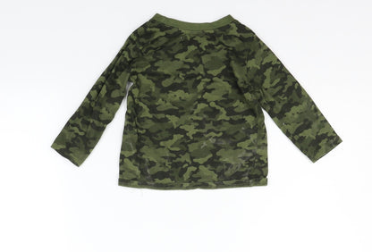 Back view of Primark girls’ green geometric basic t-shirt, size 12-18, months