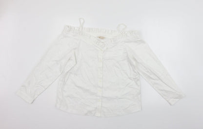 H&M Womens White   Basic Button-Up Size 8