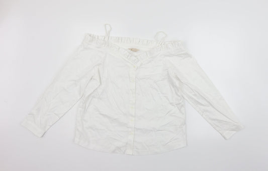 H&M Womens White   Basic Button-Up Size 8