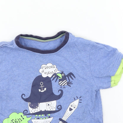 Close-up detail of Marks & Spencer girls’ blue basic polo, size 3-4, years