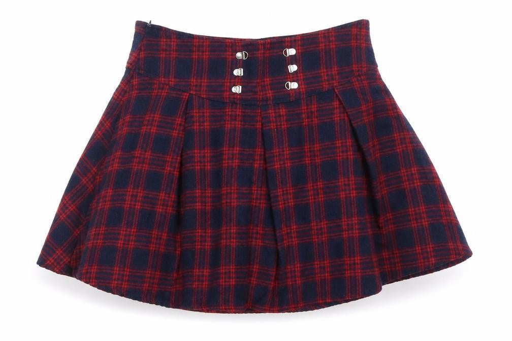 SheIn Womens Blue Check  Skater Skirt Size S