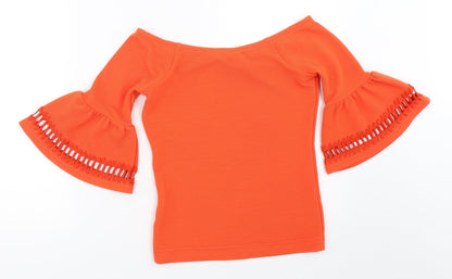 Additional front view of Miss Selfridge women’s orange basic blouse, size UK 6