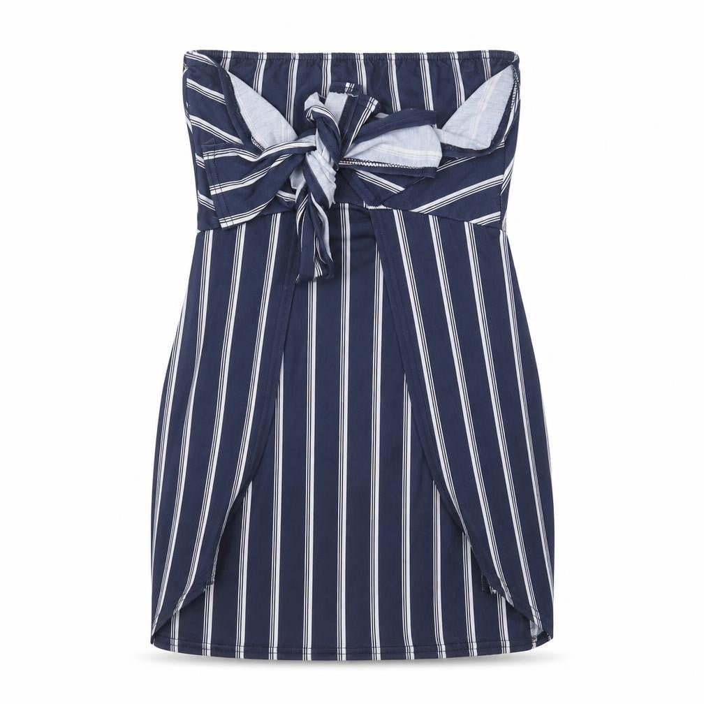 PRETTYLITTLETHING Womens Blue Striped  Basic Blouse Size 10