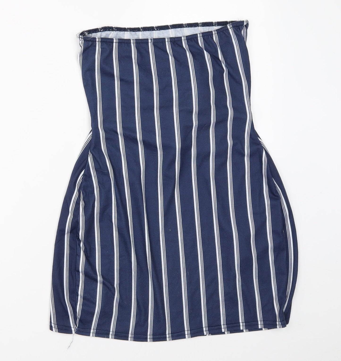 PRETTYLITTLETHING Womens Blue Striped  Basic Blouse Size 10