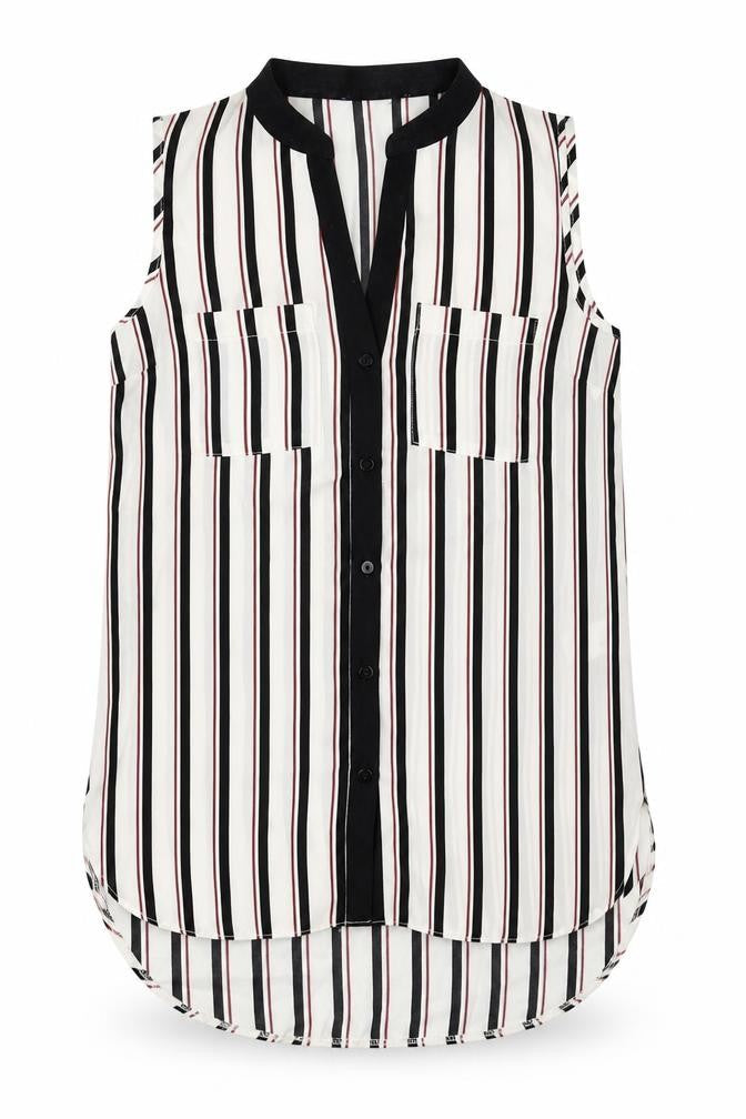 Atmosphere Womens White Striped  Basic Button-Up Size 6