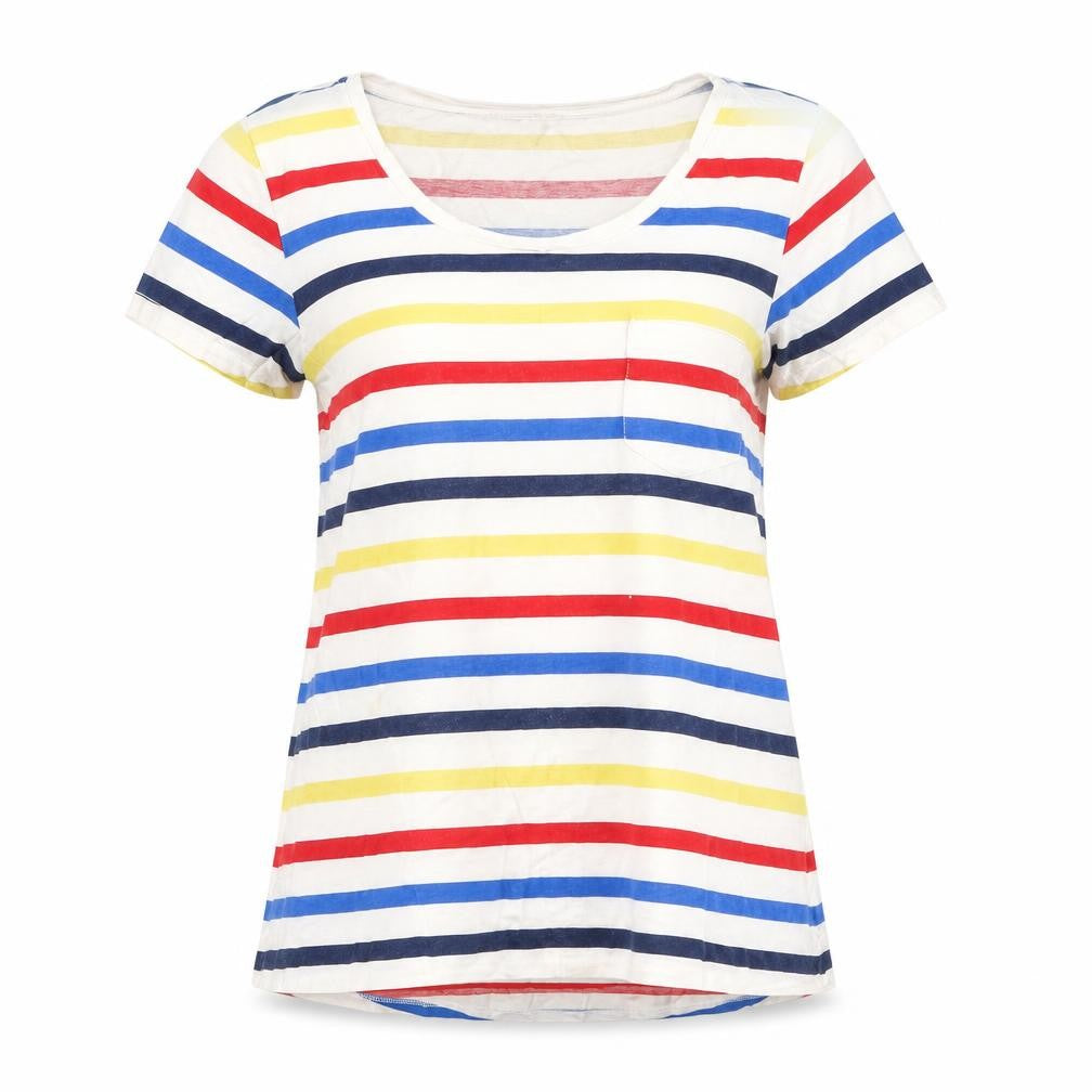George Womens White Striped  Basic T-Shirt Size 6