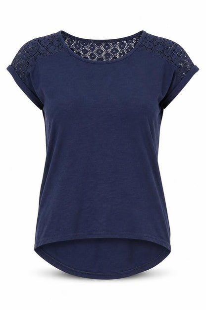 Front view of Atmosphere women’s blue basic t-shirt, size UK 10
