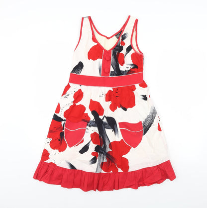 Womens White Floral  Shift  Size M