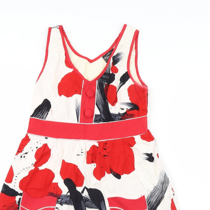 Womens White Floral  Shift  Size M
