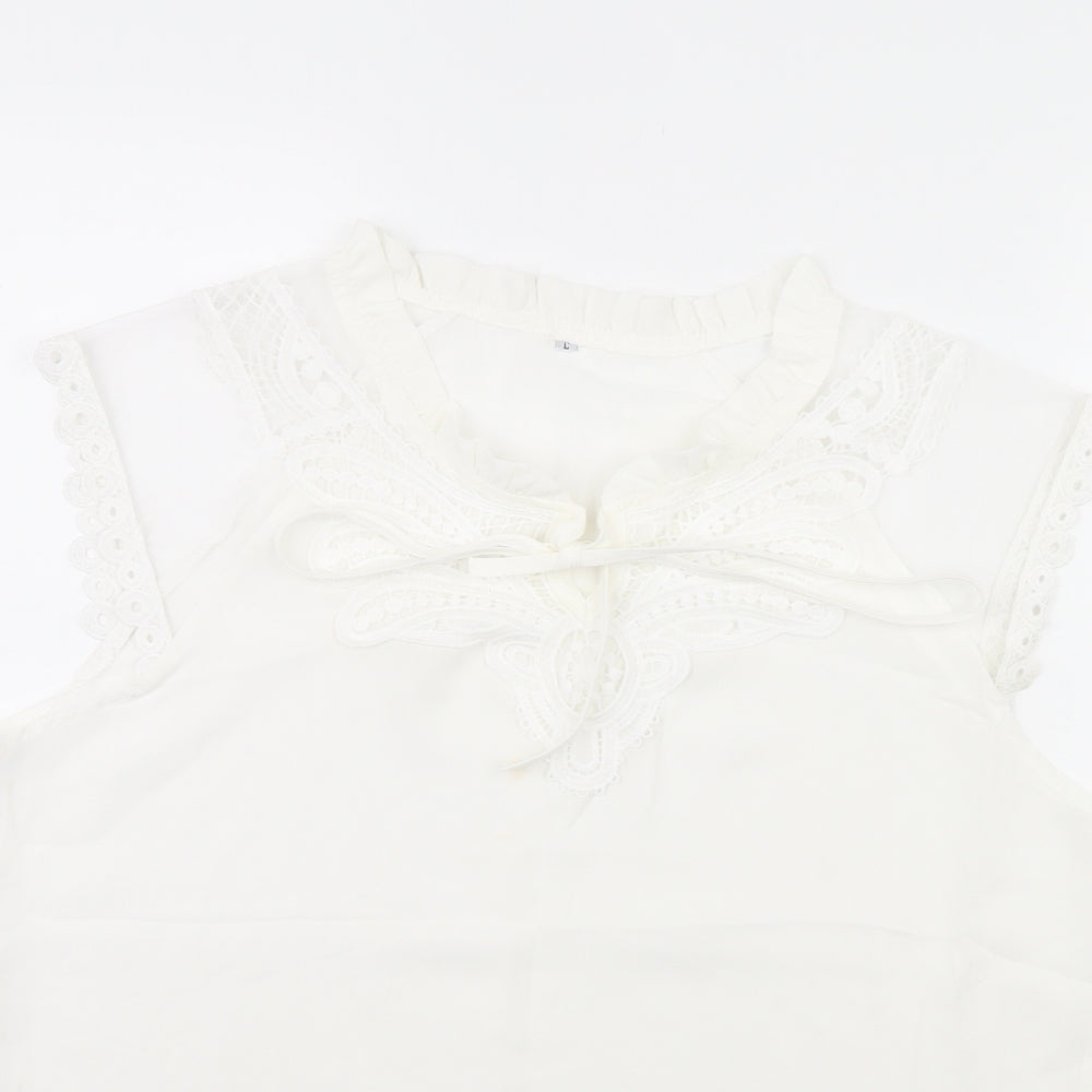 Preworn Womens White   Basic Blouse Size L