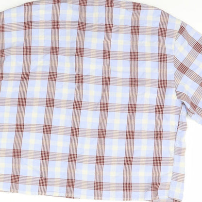 Next Womens Blue Check  Cropped Button-Up Size 8