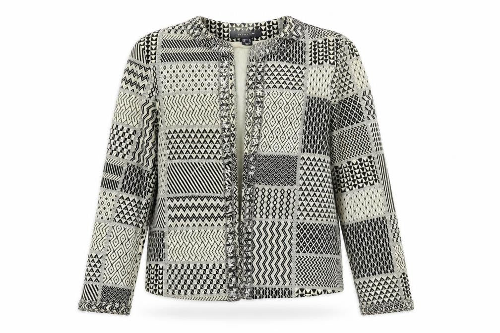 Primark Womens Black Geometric  Jacket Coatigan Size 10