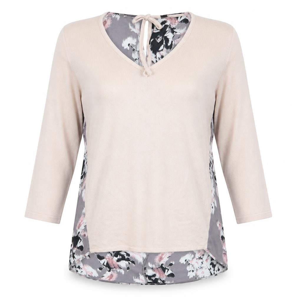 George Womens Beige Floral  Basic Blouse Size 10