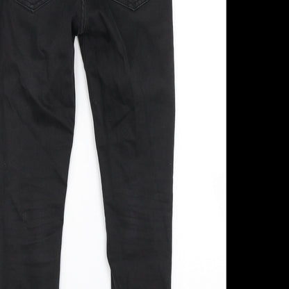 Brand and care label for Denim & Co. girls’ black denim skinny jeans, size 8-9, years