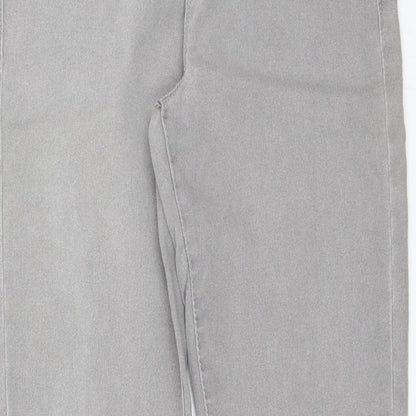 Close-up detail of Denim & Co. women’s grey jegging jeans, size UK 10, 27-inch leg