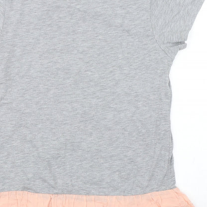 Brand and care label for Papaya women’s grey basic t-shirt, size UK 8