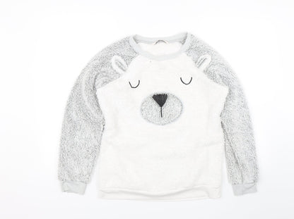 Tu Womens White   Pullover Jumper Size 8  - Bear