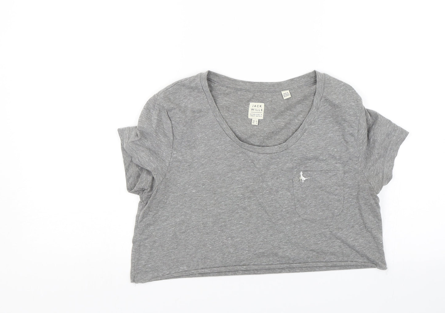 Jack Wills Womens Grey   Cropped T-Shirt Size 10  - Cut to length