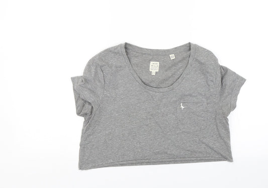 Jack Wills Womens Grey   Cropped T-Shirt Size 10  - Cut to length