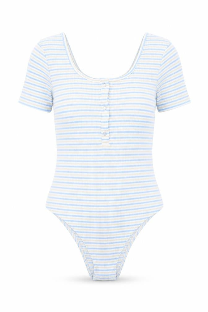Primark Womens Blue Striped  Bodysuit One-Piece Size XS