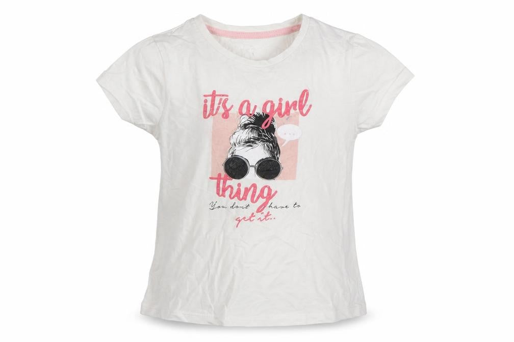 Pep&Co Girls White   Basic T-Shirt Size 7-8 Years  - Its a girl thing
