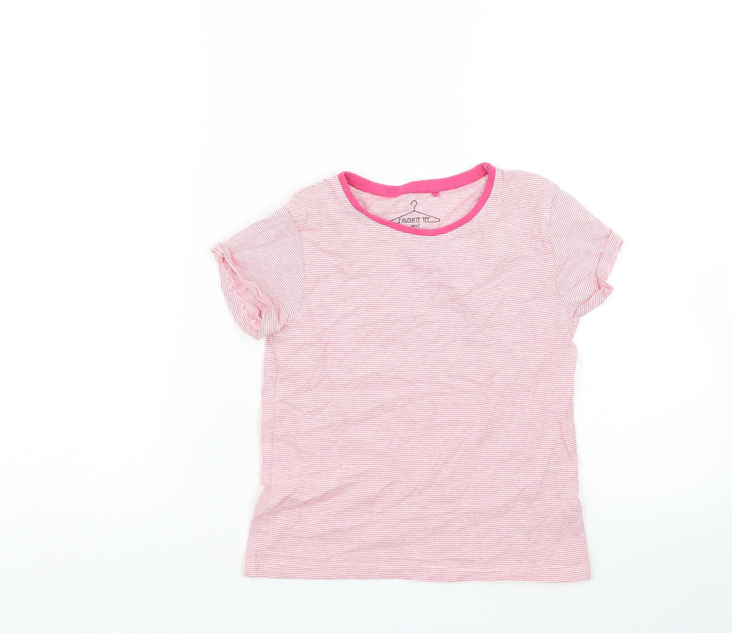 NEXT Girls Pink Striped  Basic T-Shirt Size 5-6 Years