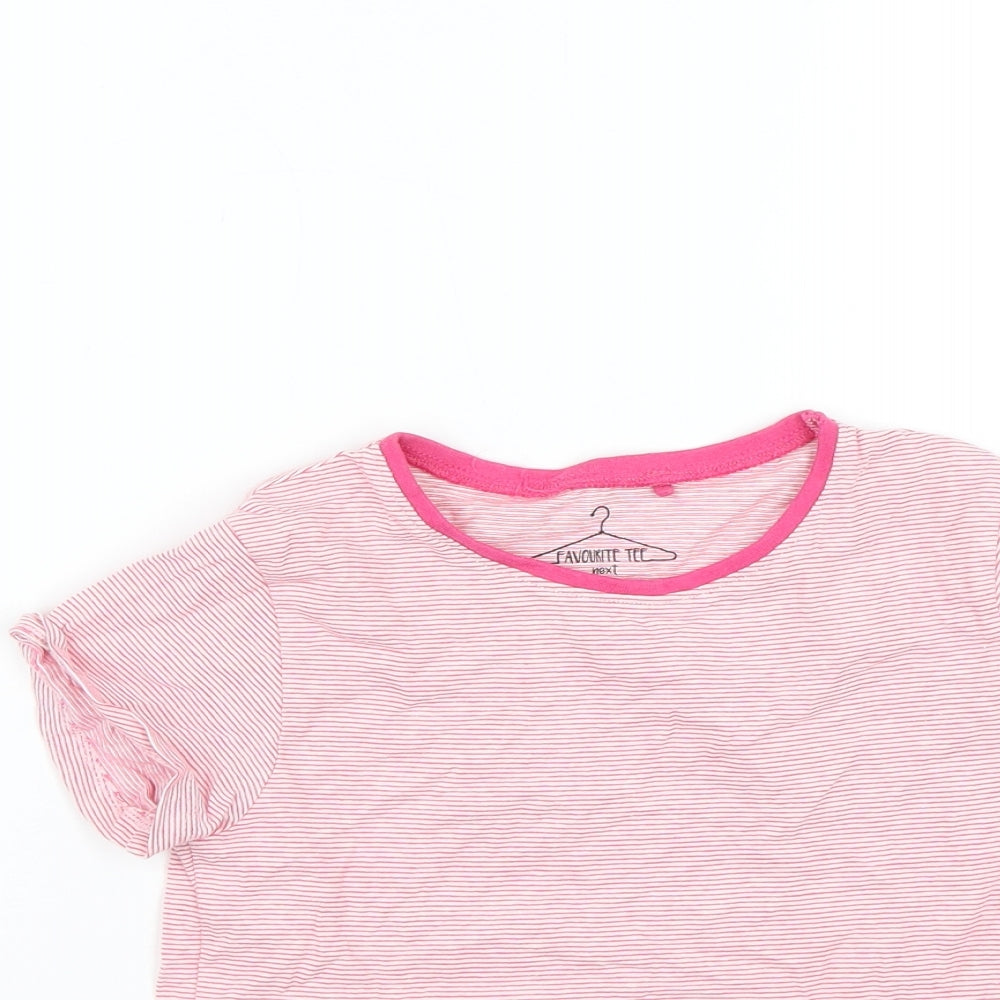NEXT Girls Pink Striped  Basic T-Shirt Size 5-6 Years