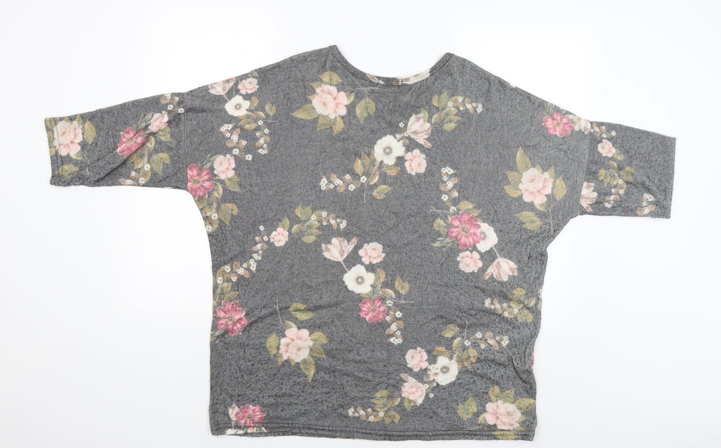 VIOLA BORGHI Womens Grey Floral  Pullover Jumper Size 2XL