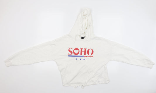 New Look Womens White   Pullover Hoodie Size 8