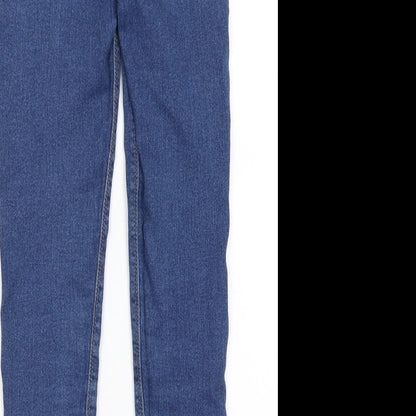 Brand and care label for Denim & Co. girls’ blue skinny jeans, size 9-10, years