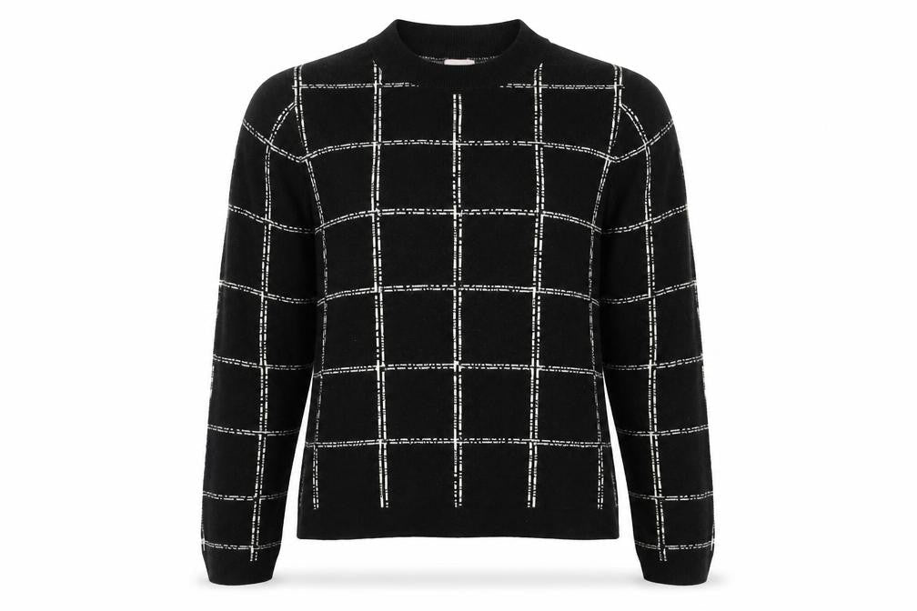 H&M Womens Black Check  Pullover Jumper Size M