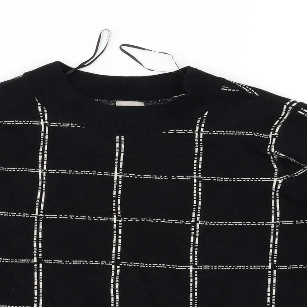 H&M Womens Black Check  Pullover Jumper Size M