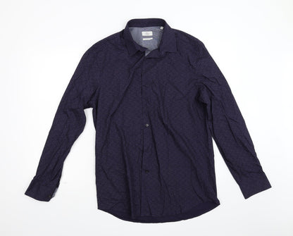 Next Mens Blue Floral   Button-Up Size 16