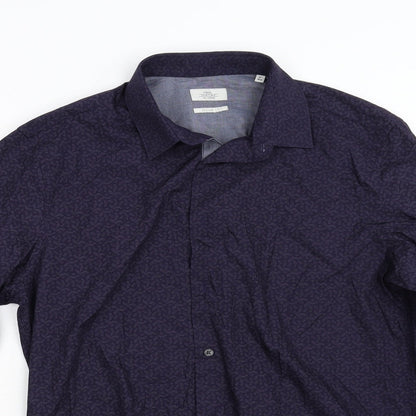 Next Mens Blue Floral   Button-Up Size 16