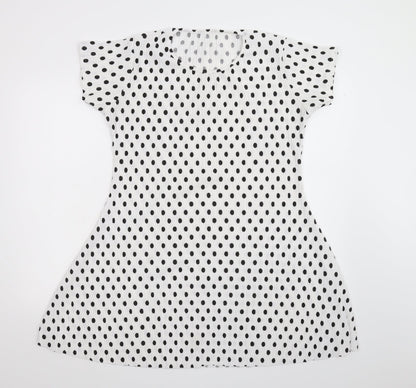 Womens White Polka Dot  Fit & Flare  Size L