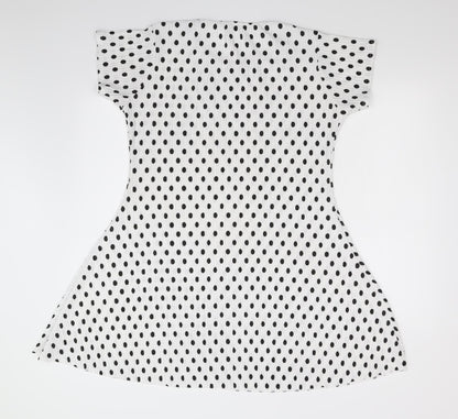 Womens White Polka Dot  Fit & Flare  Size L