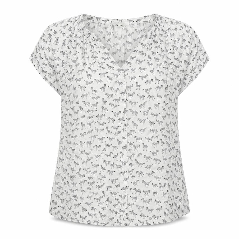 H&M Womens White Animal Print  Basic Blouse Size S