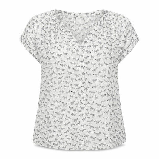 H&M Womens White Animal Print  Basic Blouse Size S