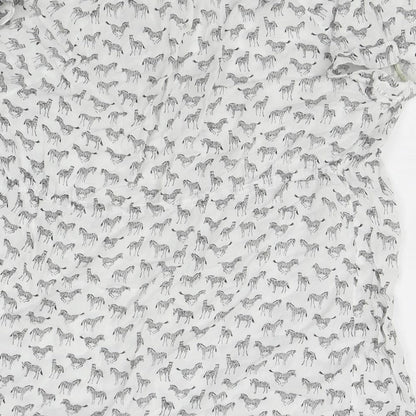 H&M Womens White Animal Print  Basic Blouse Size S