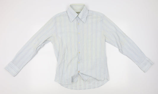 Duck and Cover Mens Blue Striped   Button-Up Size M