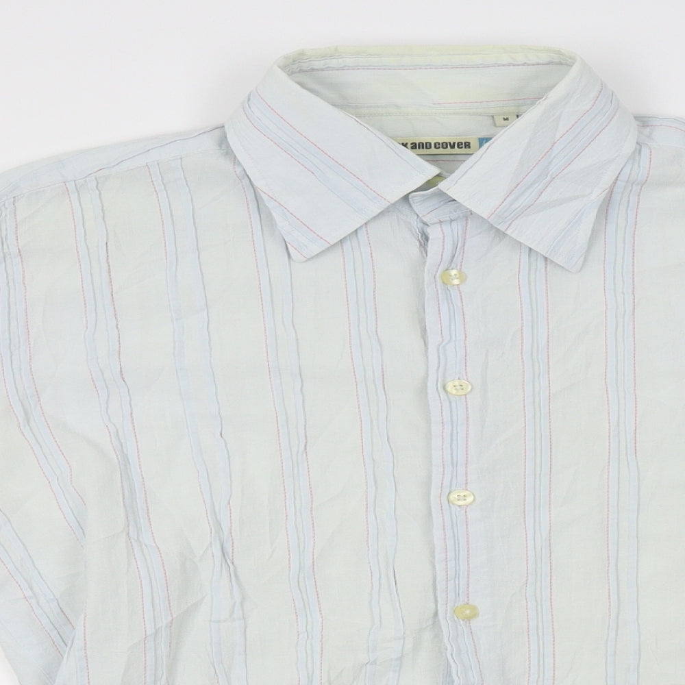 Duck and Cover Mens Blue Striped   Button-Up Size M
