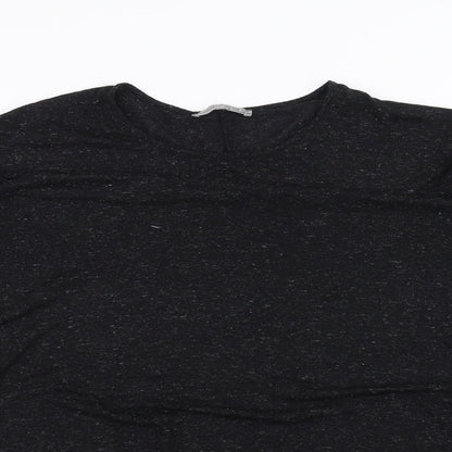 Close-up detail of Atmosphere women’s black basic t-shirt, size UK 10