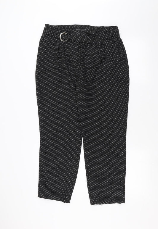 Dorothy Perkins Womens Black Polka Dot  Trousers  Size 14 L24 in - Belted