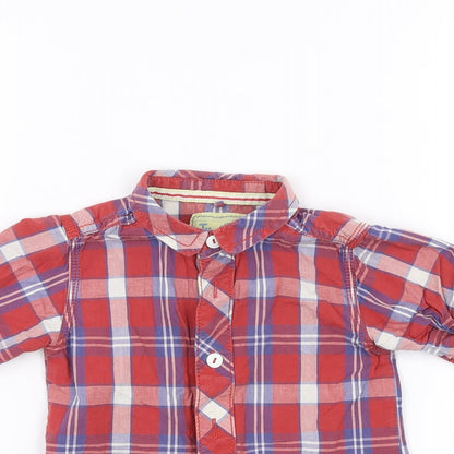 Close-up detail of Tu Baby Red Basic Button-Up, size 9-12, Months