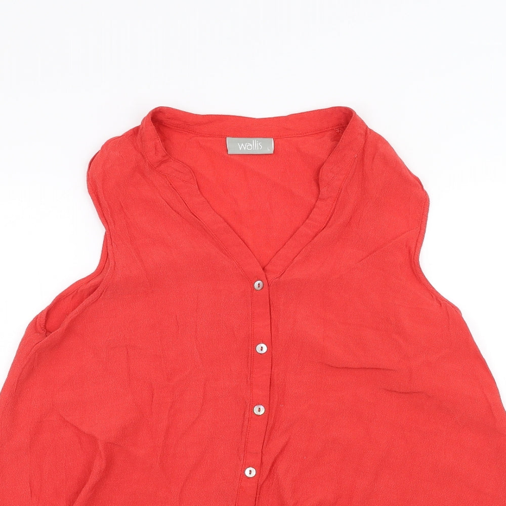 Wallis Womens Red   Basic Button-Up Size L