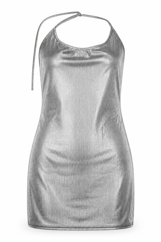 PRETTYLITTLETHING Womens Silver   Pencil Dress  Size 8